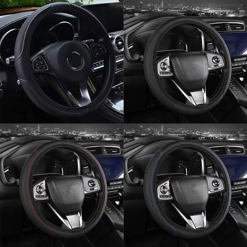 Universal Car Steering Wheel Cover Microfiber Leather Protection Cover Anti Slip Breathable For 37-39cm Steering Wheel Protector