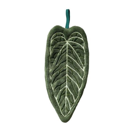 Полотенце для рук в форме листа Двустороннее подвесное полотенце Безворсовое Впитывающее Полотенце-лист с петлей для подвешивания для использования на кухне и в ванной