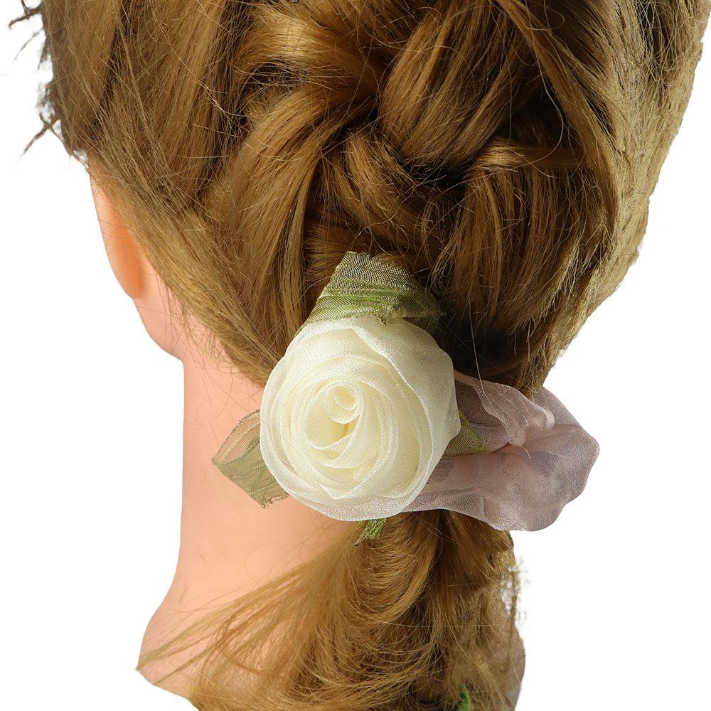 Simple Korean Style Hair Rope Ponytail Holder Rose Flower Hair Scrunchies Women Hair Ring