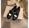 Grape Mother of the Same Style, Bow Splicing Round Head Leather Versatile Age Reduction Shallow Mouth Mary Jane Single Shoes Women's Spring and Autumn