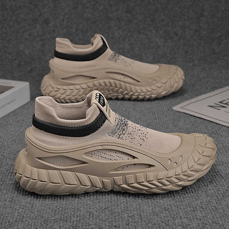 Мужские спортивные плетеные кроссовки радужной расцветки без шнурков с высоким верхом, обувь больших размеров для мужчин, модель 2025g, уличные 2025