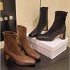 Ретро Высокие Каблуки Ботильоны Женские Ботинки Квадратный Носок Сексуальная Обувь для Женщин Обувь Молния Женская Обувь Классическая Повседневная Тонкие Ноги Женские Боты
