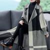 Осень-зима женская ветровка X-длинные пальто женское пальто с открытой строчкой клетчатое пальто