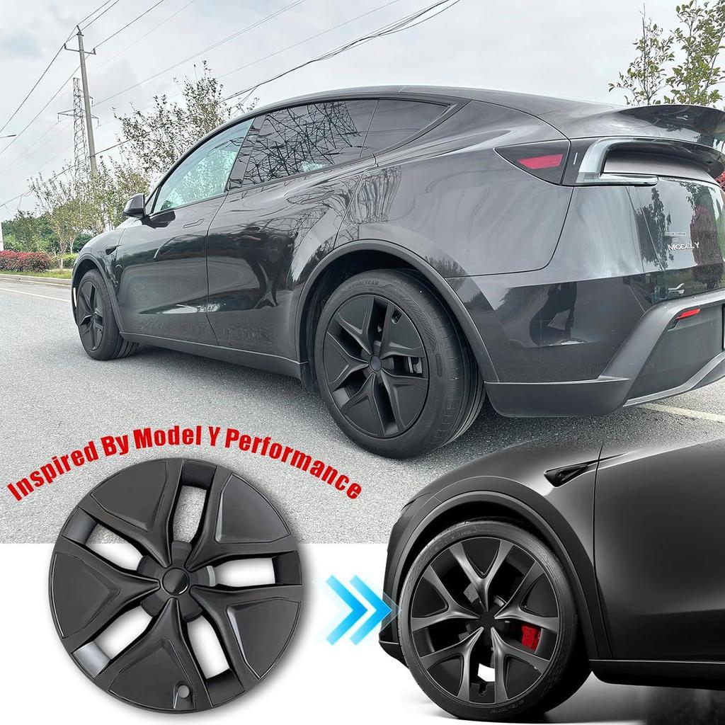 Колпаки на диски 19" матово-черные для Tesla Model Y 2025-2026 (Набор из 4)