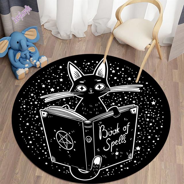 Таинственный черный кот круглый декоративный ковер гадальная подушка гадальный ковер для отеля домашний декор гостиная альфомбра