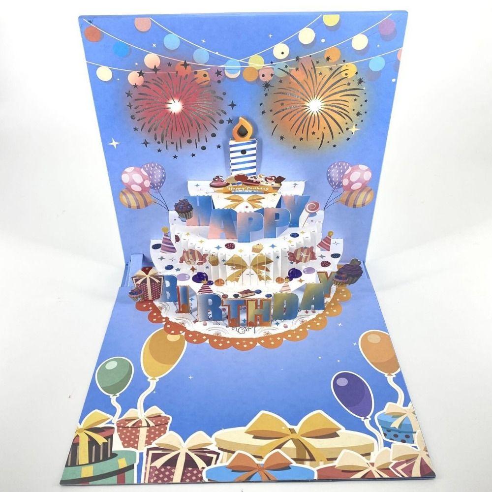 Blowable Led Candle Happy Birthday Card Musical and Light Luxurious Foil Stamping Cards  All Ages