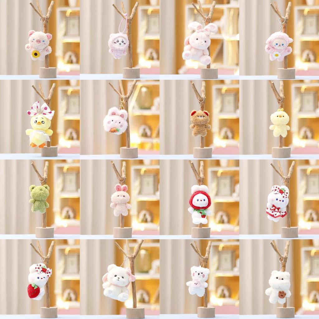 Rabbit Panda Keychain Cute Cartoon Girl Backpack Decorative Pendant Plush Doll