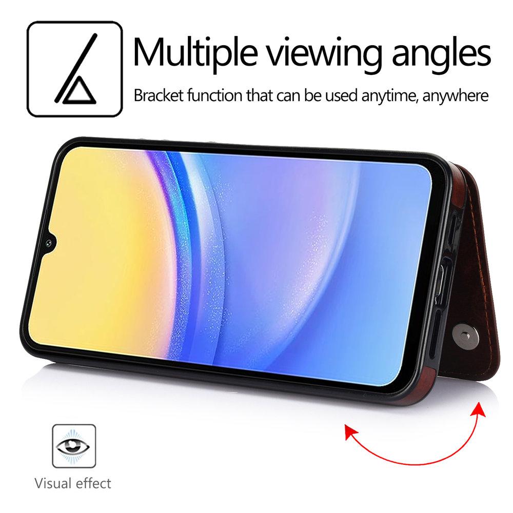 Кошелек Двойная Кнопка Слот для Карт Подставка Флип Кожаный Чехол Для Samsung Galaxy A16 A35 A55 A15 A54 A14 A13 A73 A53 A33 A32 A12 A52