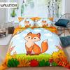 Комплект пододеяльников с лисой для девочек, комплект постельного белья с рисунком лисы, милый пододеяльник на тему животных для детей, подростков, King, полиэстер, пододеяльник