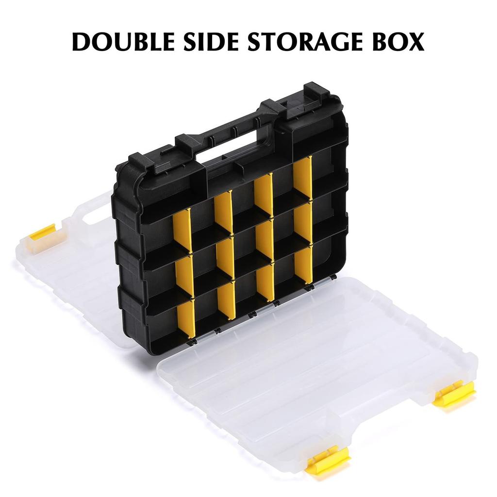 Tools Organizer Box  Storage Box 34-Compartment Double Side Hardware Organizers with Removable Plastic Dividers for Screws, , Nails, Bolts