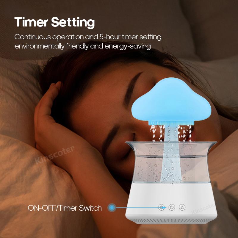 Rain Cloud Electric Air Humidifier 300ml Aroma Diffuser Zen Rain Water Drops Colorful Night Light Humidifier for Home Gift