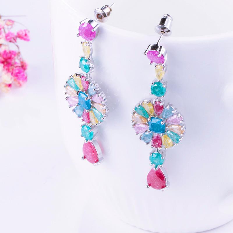 WWJ модные банкетные украшения, разноцветные длинные серьги-капли для девочек