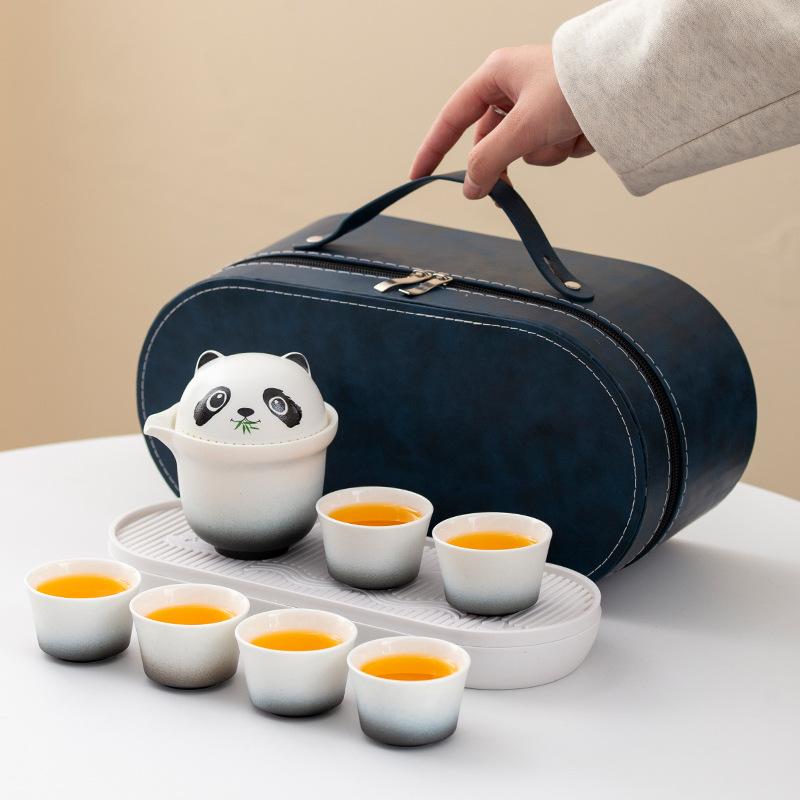 Jiang Taihui Panda Kuaike Cup Travel Tea Set Portable Ceramic Gift Box Travel Commemorative Birthday Gift