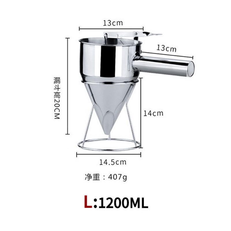600/1200ML Oil Hopper with Bracket Stainless Steel Funnel Dispenser Cupcake Pancake Batter Octopus Fish Ball Kitchen Baking Tools