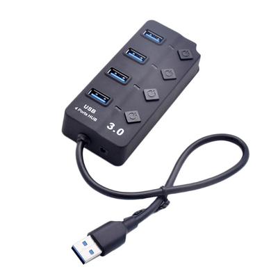 USB 3.0 Хаб Сплиттер 4 Порта Высокоскоростной Индивидуальные Выключатели Питание от Сети Адаптер для Ноутбука ПК