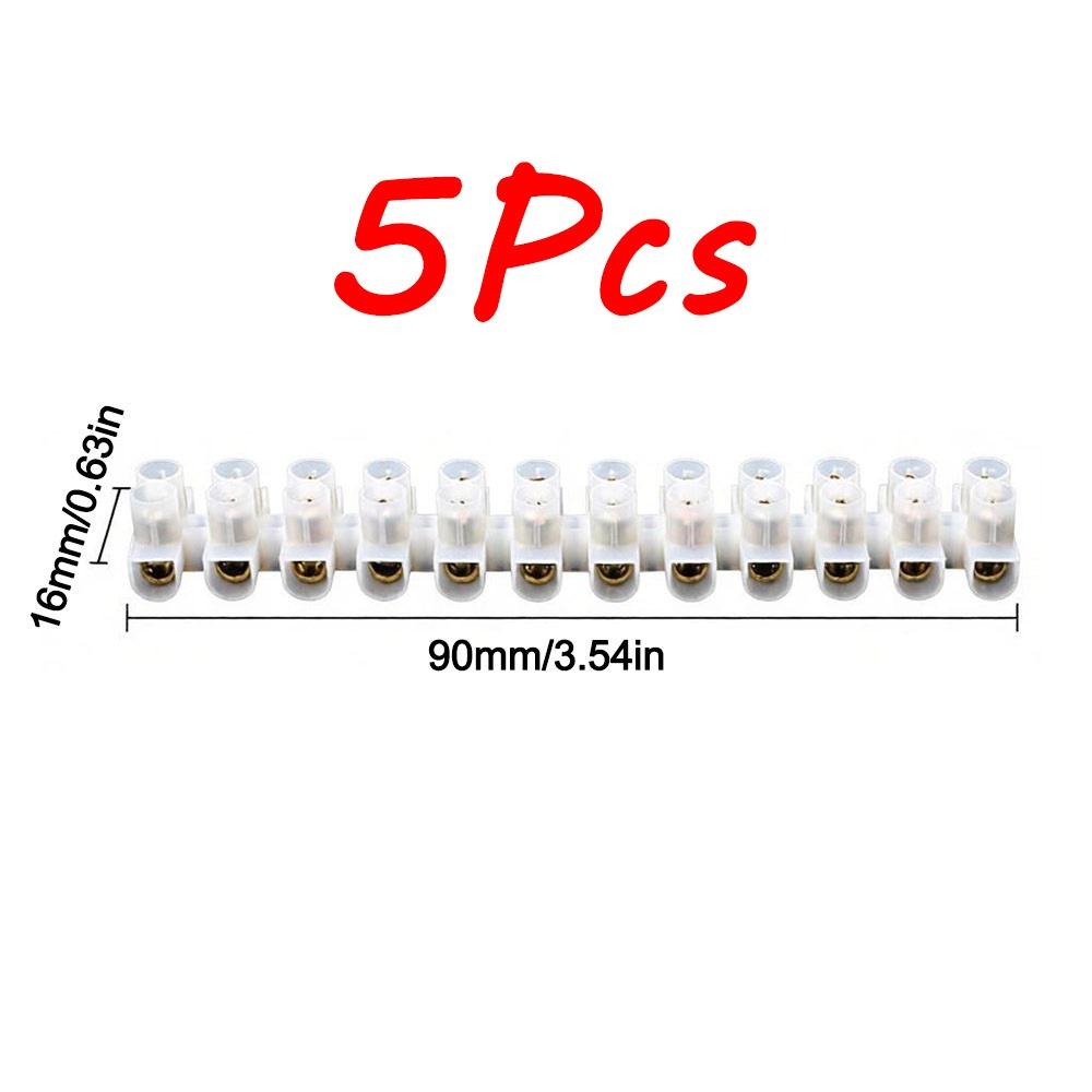 5Pcs 12 Position Electrical Connector Strip Screw Connection Screw Terminal Block Electrical Wiring