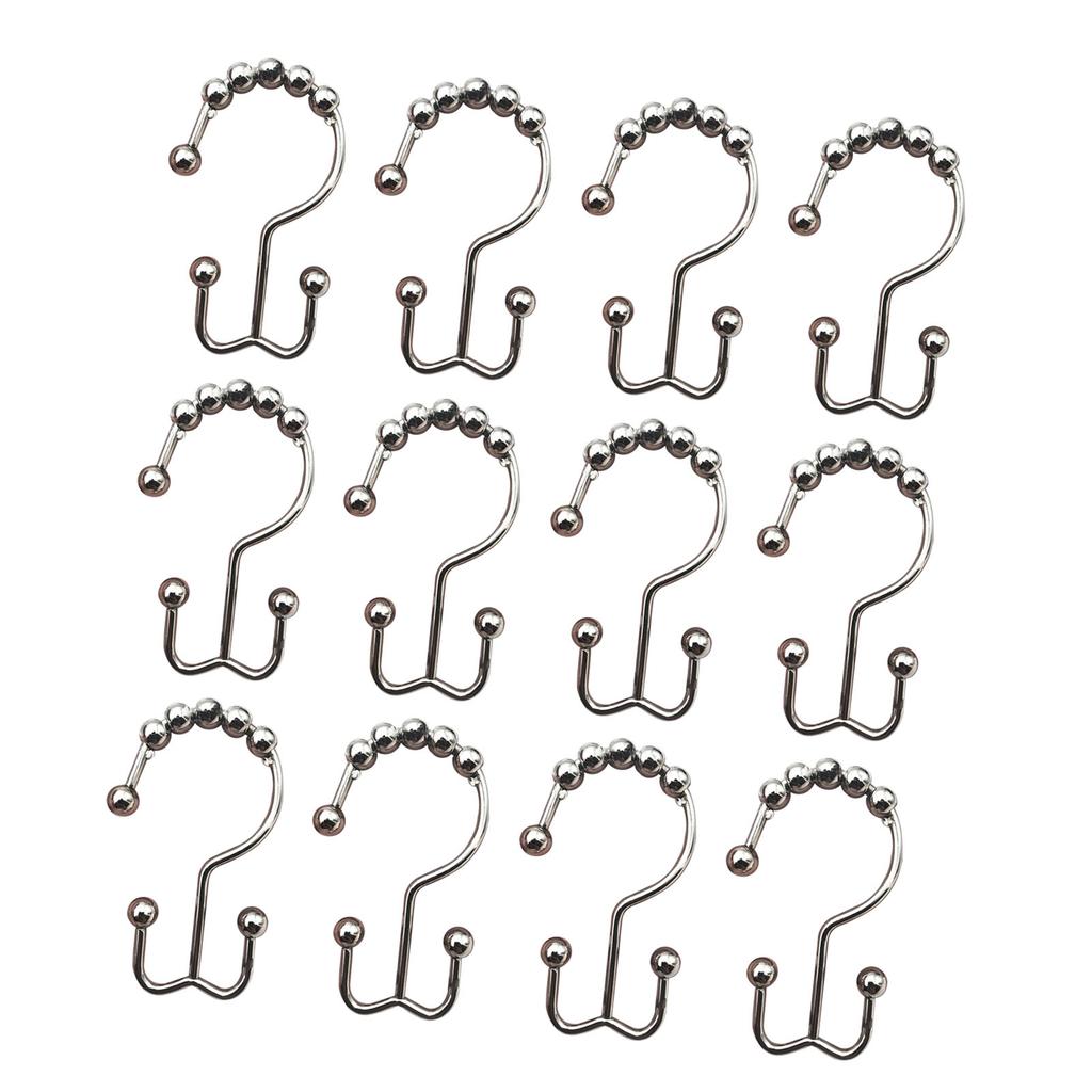 12Pcs Shower Curtain Hooks Rings Rust Resistant Stainless Steel Double Glide Shower Hooks for