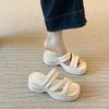 Soft Bottom Is Easy To Wear French Thick-soled One-word Slippers, New Summer Models, Thick-heeled Beach Shoes, Light and Cool Slippers