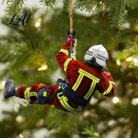 Firefighter Armor Car Rear View Mirror Pendant Fireman Uniform Accessories Christmas Acrylic