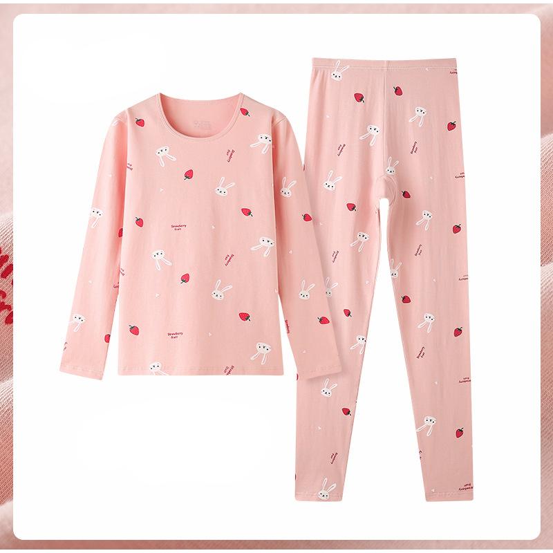 Осенне-зимний хлопковый цветочный женский термобелье с принтом, тонкий теплый костюм