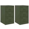 VidaXL Tables de chevet 2 pcs noir vert olive 34,5x39x62 cm acier, armoire, meubles de chambre à coucher, support de 841784