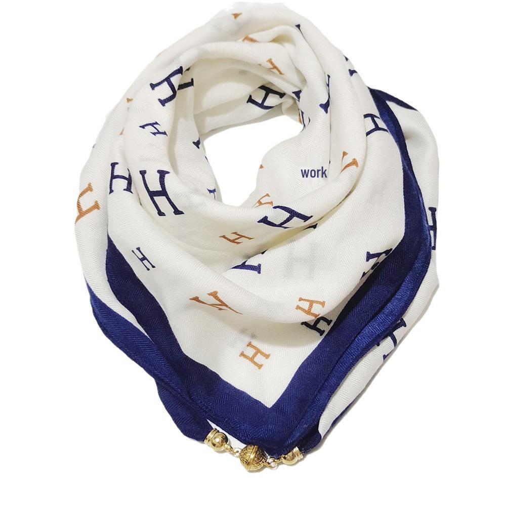 Magnetic Buckle Women's Cotton Neck Warmer: Versatile Autumn/Winter Scarf & Protector.