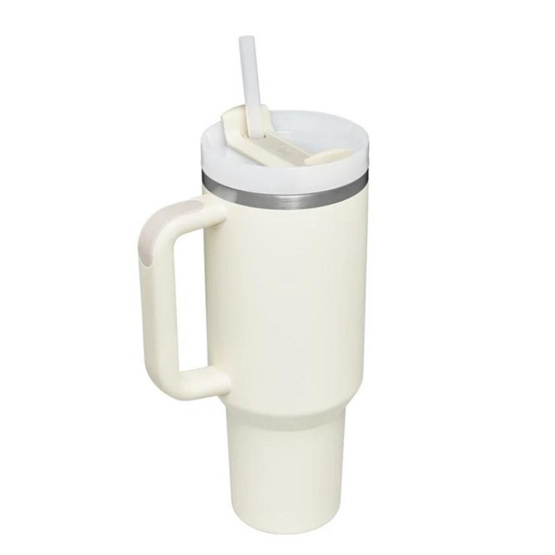 40 унций Тамблер с ручкой, соломинкой, бутылка-термос, чашка для мороженого из нержавеющей стали, термокружка, сохраняет холод и тепло, бутылка для воды