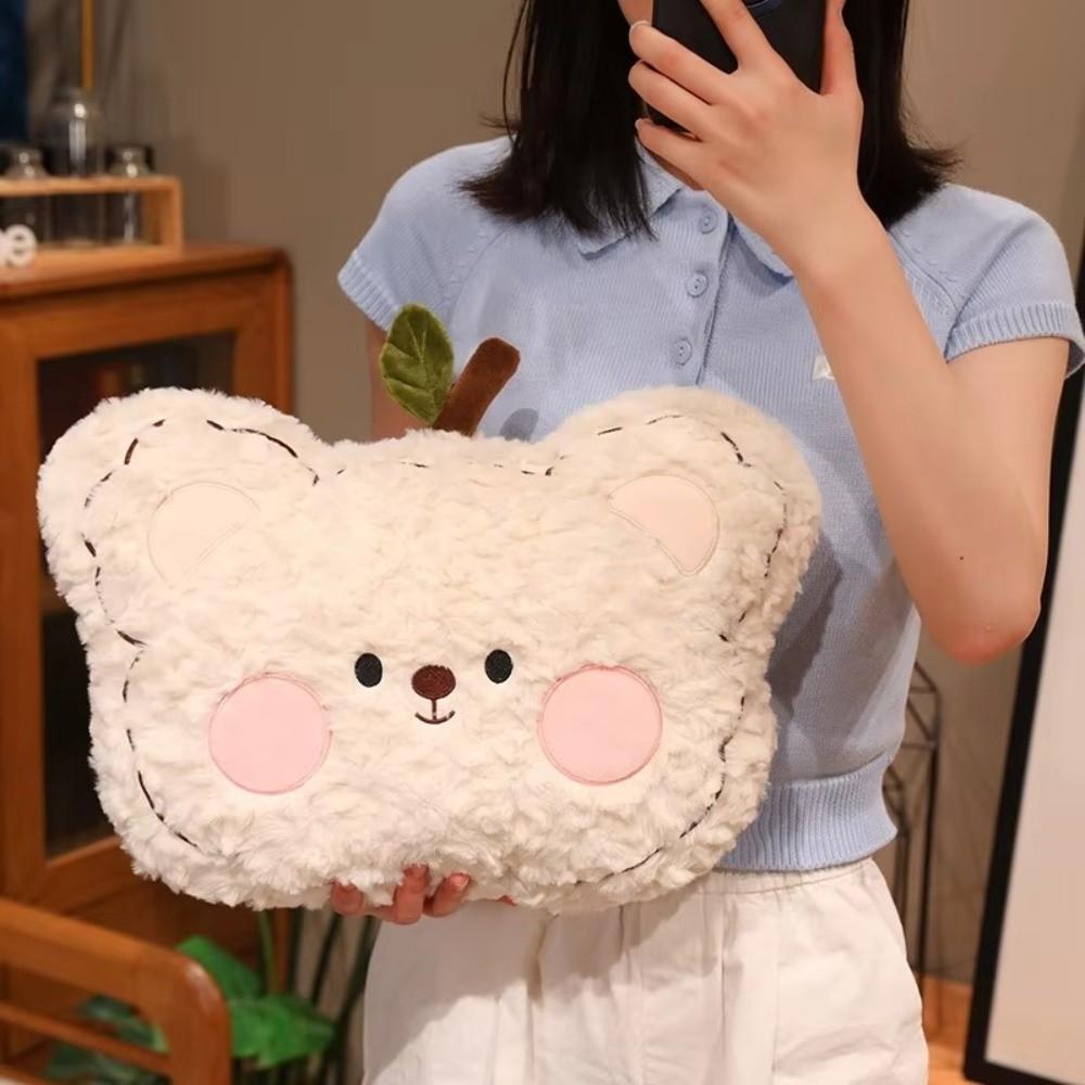 Soft Curly Fluff Stuffed Pillow Blush Cheek Bear Face Plush Pillow Sofa Cushion Girls
