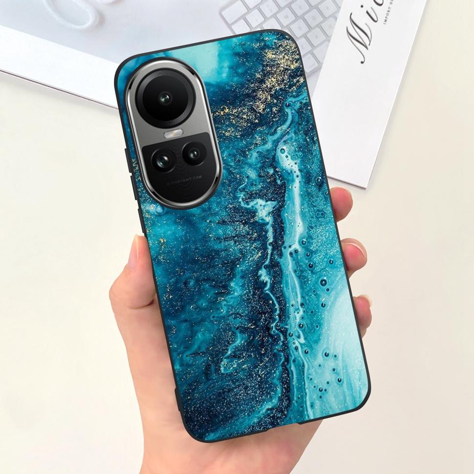 For Oppo Reno10 Case Luxury Colourful Painted Cover Soft Silicone Phone Case For Oppo Reno 10 Reno10 Pro 5G Back Cover Bumper