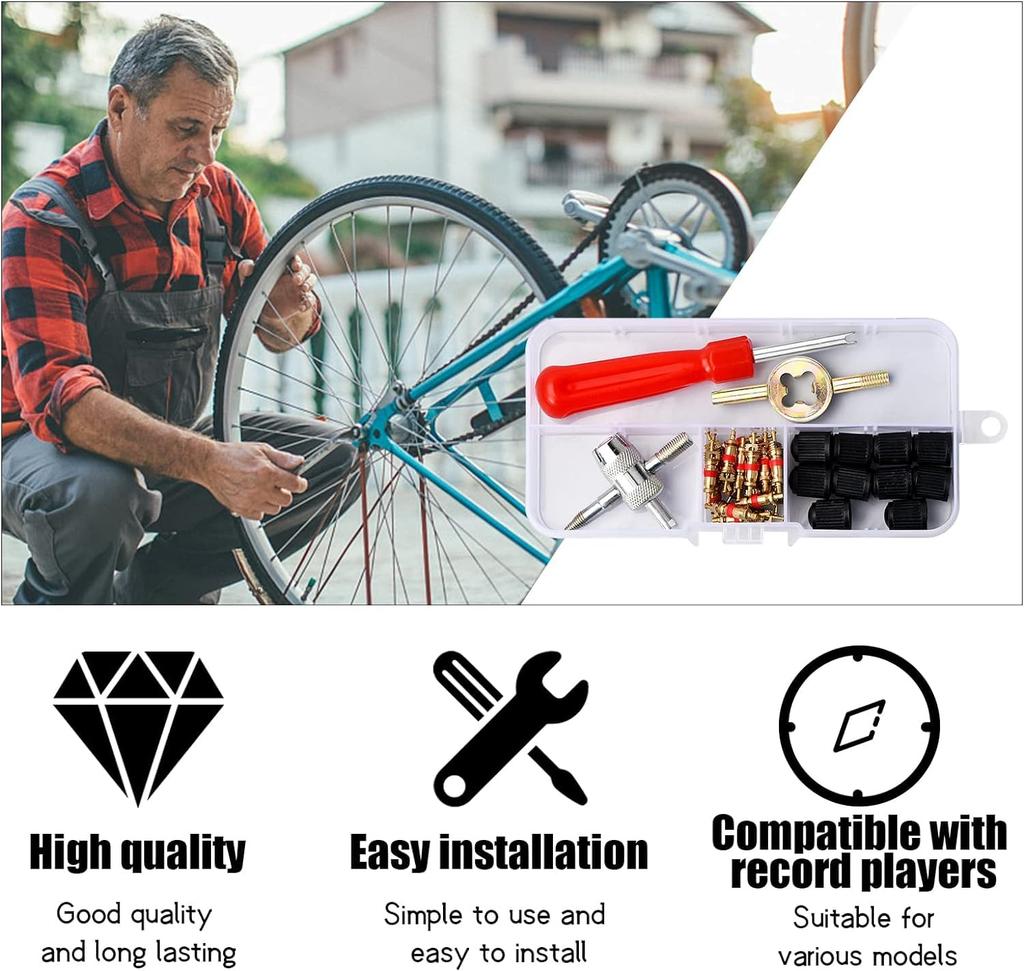 JUTOSU Tire Valve Core, Tire Repair Tool, Tire Air Valve Installation Tool, Conversion Adapter,