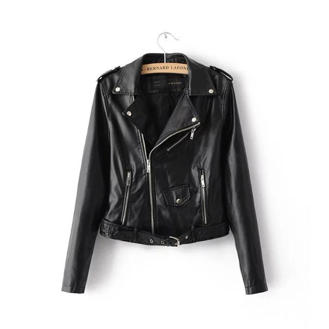 New locomotive style slim fit PU leather jacket women's short small coat fashionable versatile high waist