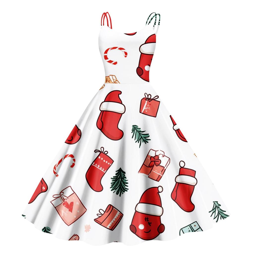 Women's Christmas Snowflake Print Sexy Slim Off Shoulder Punk Retro Dress