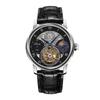 Часы HAOFA Tourbillon, механические, с фазами Луны, GMT, ремешок из натуральной кожи, циферблат с гравировкой, стильные, водонепроницаемые, наручные, мужские