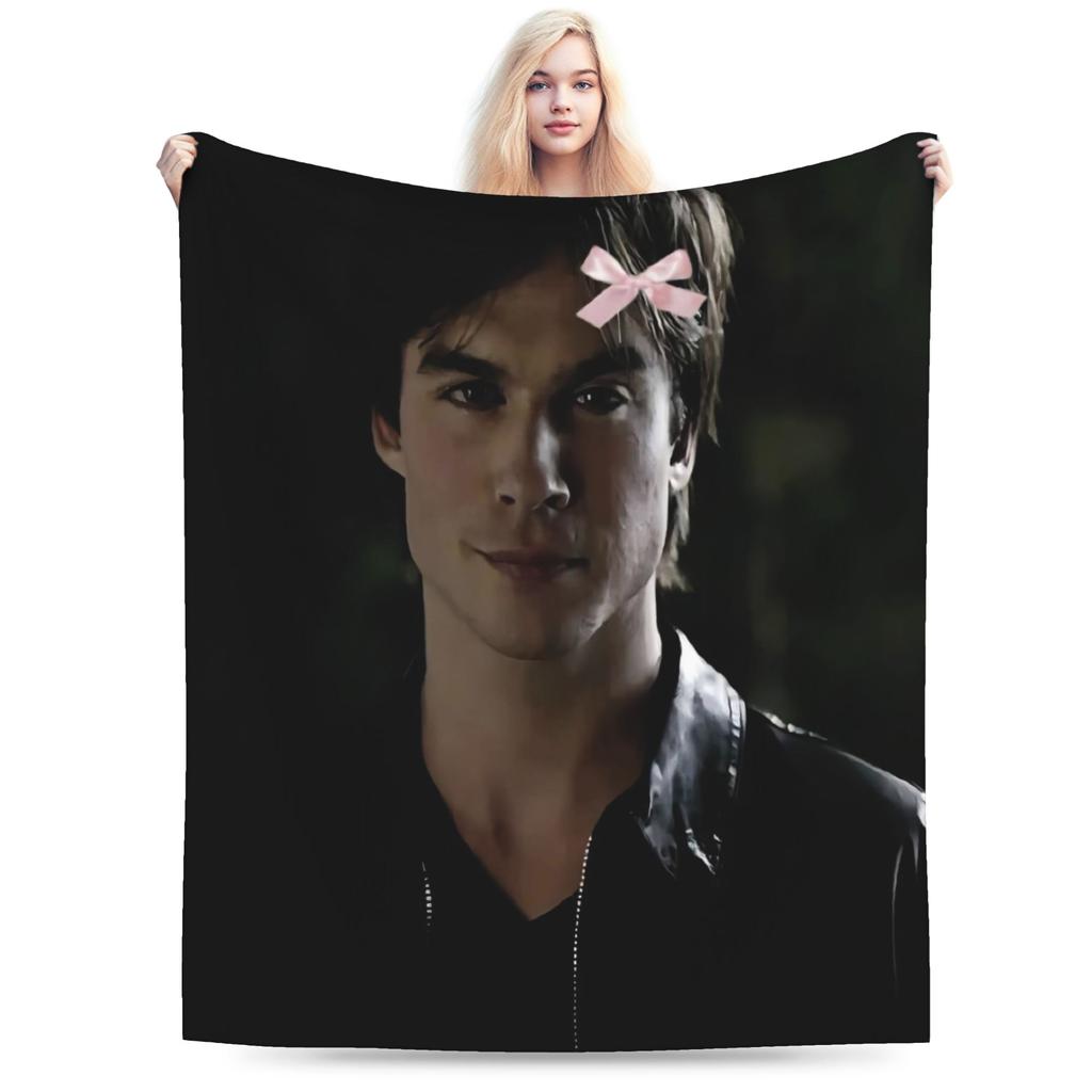 Bow Damon Salvatore Blanket Quality Super Warm Bedding Throws Spring Kids Adult Living Room Print Bedspread