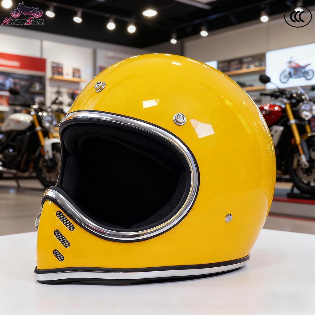 Ретро японский круизерный мотоциклетный шлем из стекловолокна с полной защитой лица
