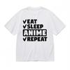 Men's Trendy Breathable Classic T-Shirt, Eat Sleep Anime Repeat Printed Design
