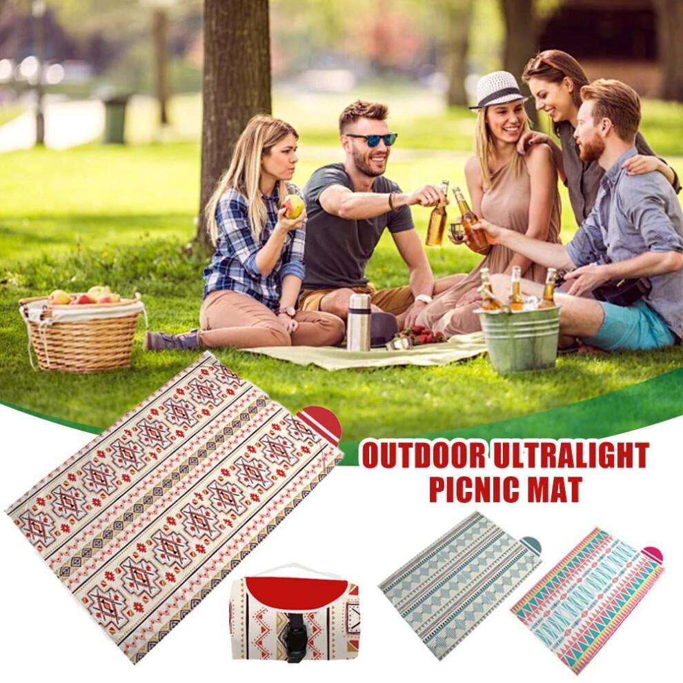 Lightweight Picnic Mat with Waterproof Coating - Stain-Resistant, Reflective Trim, Includes Pockets and Straps, for Outdoor Use