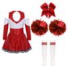Костюм черлидинга для девочек, платье Cheer Leader с блестками и длинными рукавами, комплект с помпонами, вечеринка на Хэллоуин, день рождения