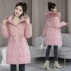 Winter Fashion Big Fur Collar Cotton-padded Jacket, Hooded Cotton-padded Jacket, Mid-length Middle-aged Slim-fit Thick Padded Jacket