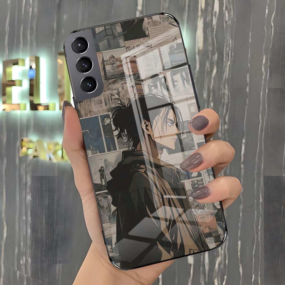 Чехол для телефона Аниме Атака Титанов Для Samsung A25 A13 A33 5G A54 A36 A35 A56 A52 A14 Ударопрочный Стеклянный Чехол
