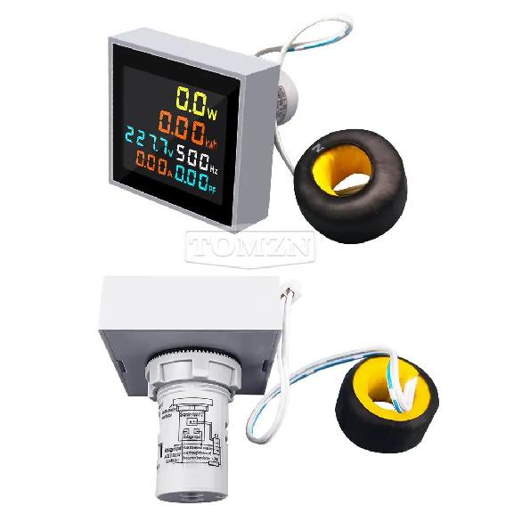 6IN1 50-300V 50/60Hz Square Voltmeter Ammeter Ampere Current Voltage Hertz Frequency Energy Meter Kwh Signal Light lndicator