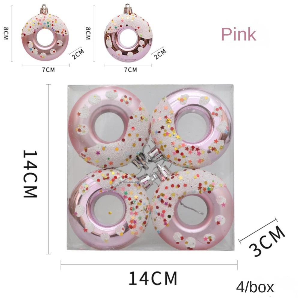 4pcs/Box Doughnut Christmas Tree Ornament Plastic Christmas Gift New Christmas Gifts Boxes Pendant