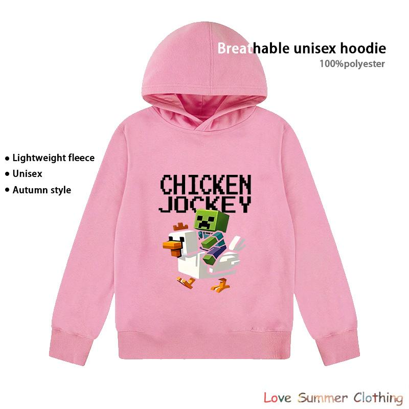 Худи Minecraft Chicken Jockey для мальчиков и девочек 4-14 лет, HD-принт, 100% полиэстер, геймерский пуловер, повседневная детская толстовка, осенняя коллекция, множество цветов, оптовая скидка.
