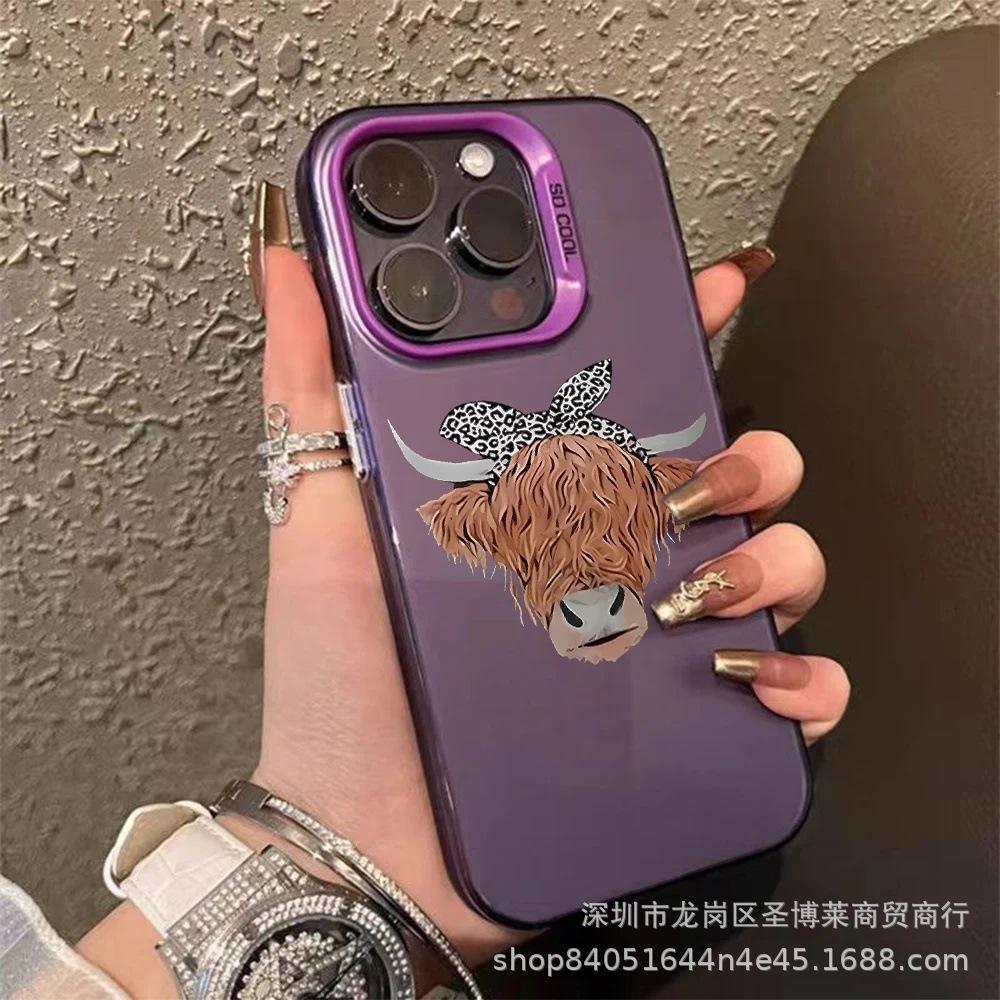 Мультяшная голова быка для Apple 15 цветная серебристая iPhone14Pro креативная 11promax матовая 16 защитный чехол 17