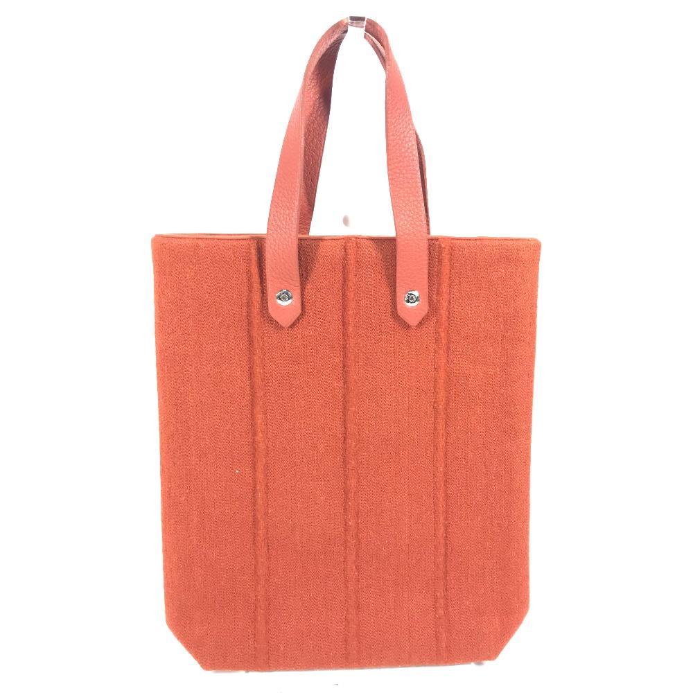HERMES Amedaba PM Mini Bag Mini Tote Handbag Hand Bag wool / Leather Orange