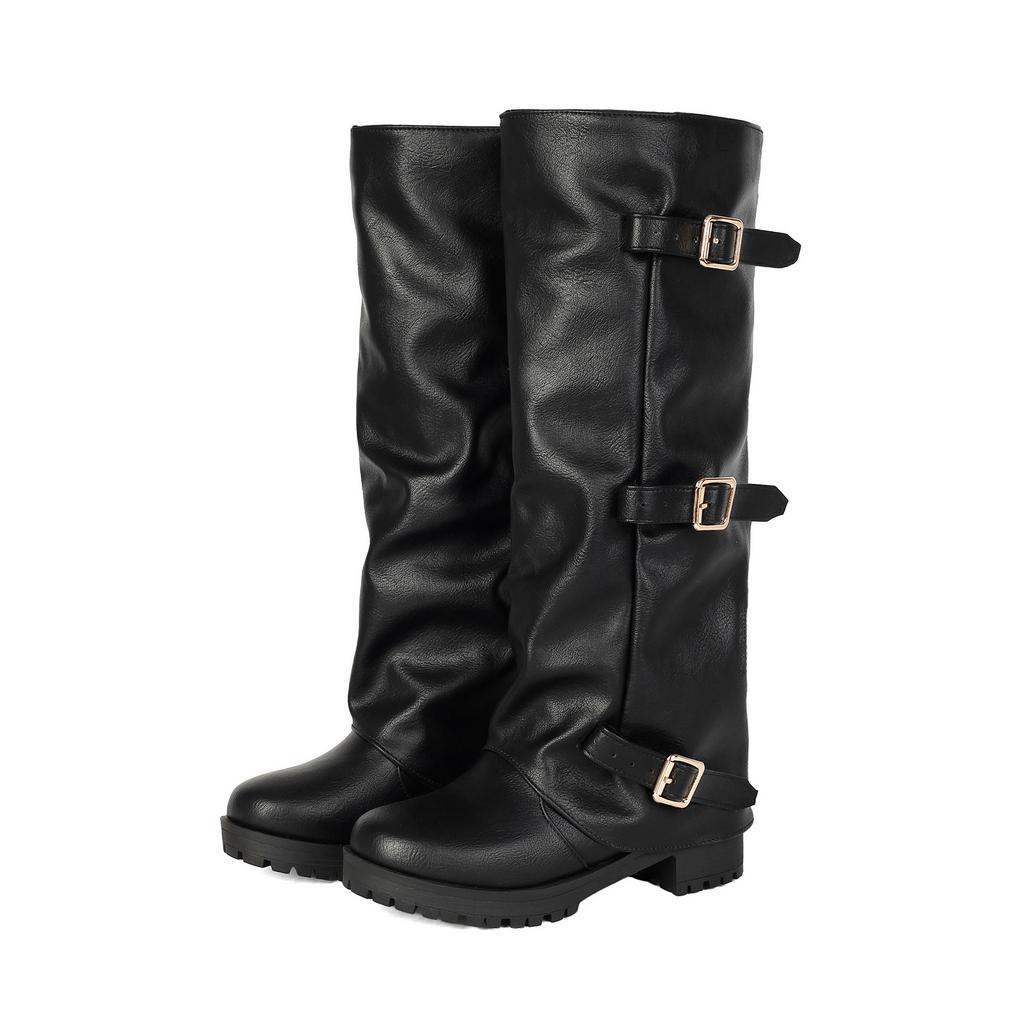 Пряжка для ремня Высокие брюки Сапоги Винтажные ботинки Dr. Martens Римские сапоги Толстые ботинки на среднем каблуке 40-45 Большие размеры Сапоги