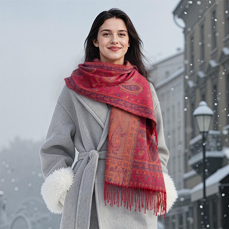 New Fashion Winter Scarf Cashmere Scarf Women Pashmina Jacquard Design Floral Wrap Female Thick Blanket Soft Bufanda Shawl