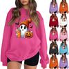 Women's Round Neck Long Sleeve Pullover Halloween Printed Top Sweatshirt