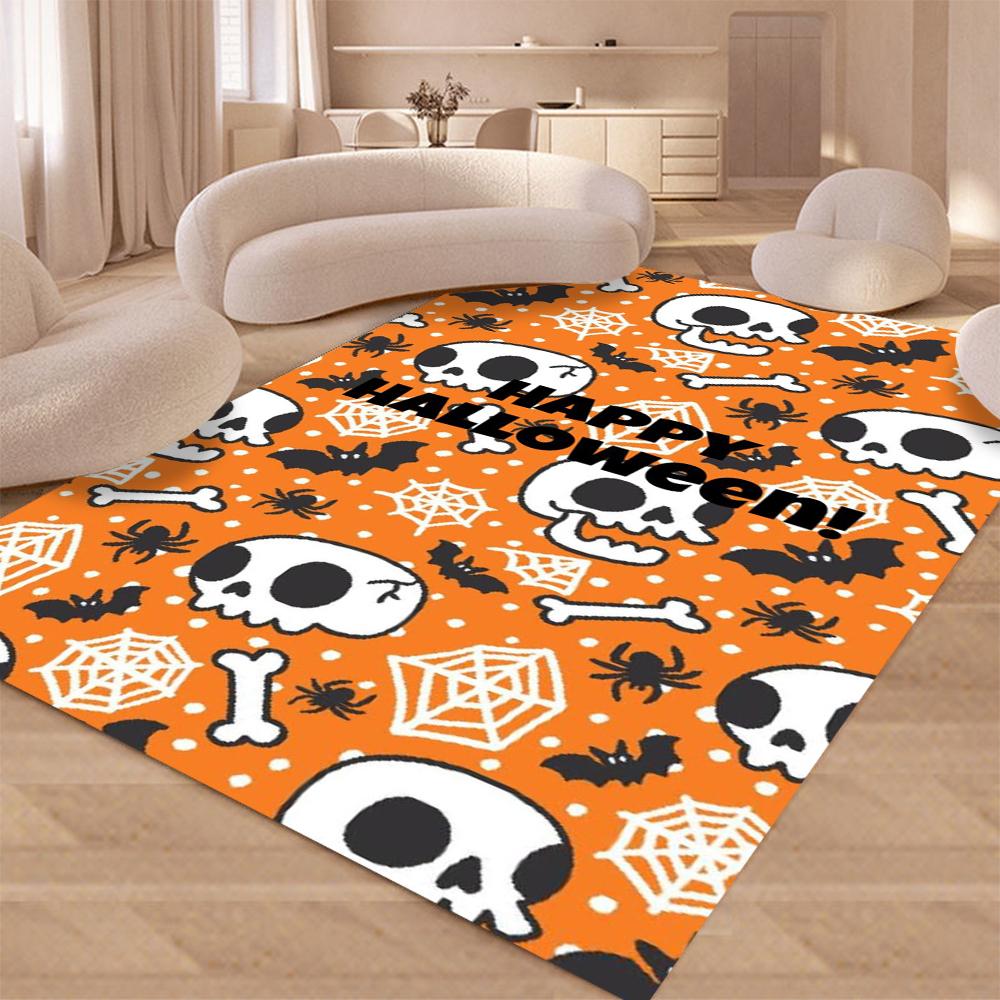 Halloween Skull Pattern Carpet Ghost Moon Mat Pumpkin Candy Home Decoration Black Cat Door Rug Non-Slip Floor Mat Bedroom Rugs
