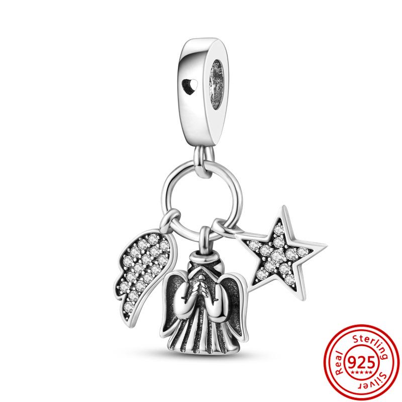 Sterling r Dreamcatcher Feathers Wing Heart Camera Angel Sweet Beads Fit Original  Charms Bracelet Women Jewelry